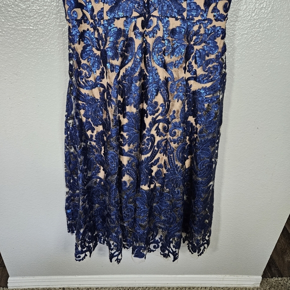 Dress The Population Blair Dress Navy Nude Size L - Picture 5 of 14